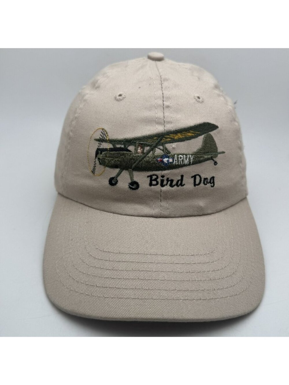 HEAD WEAR Bird Dog Army Plane Baseball Cap Hat Embroidered Khaki Cotton